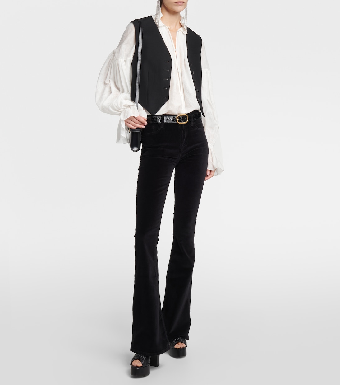 Pantalones flared Le High Flare Velveteen de terciopelo | Frame