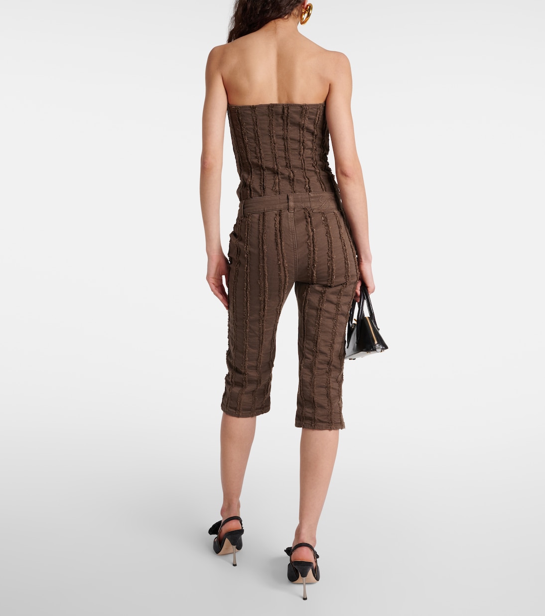 Pantaloni cropped in misto cotone a vita bassa | Blumarine