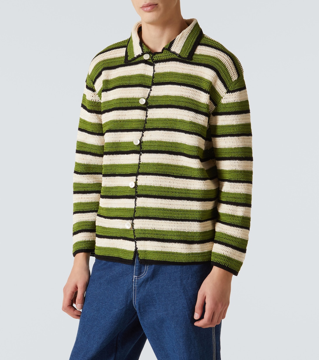Camicia Weedy in crochet di cotone a righe | Bode