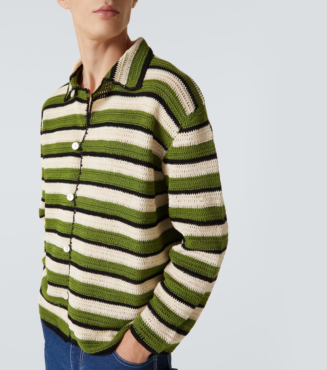 Camicia Weedy in crochet di cotone a righe | Bode