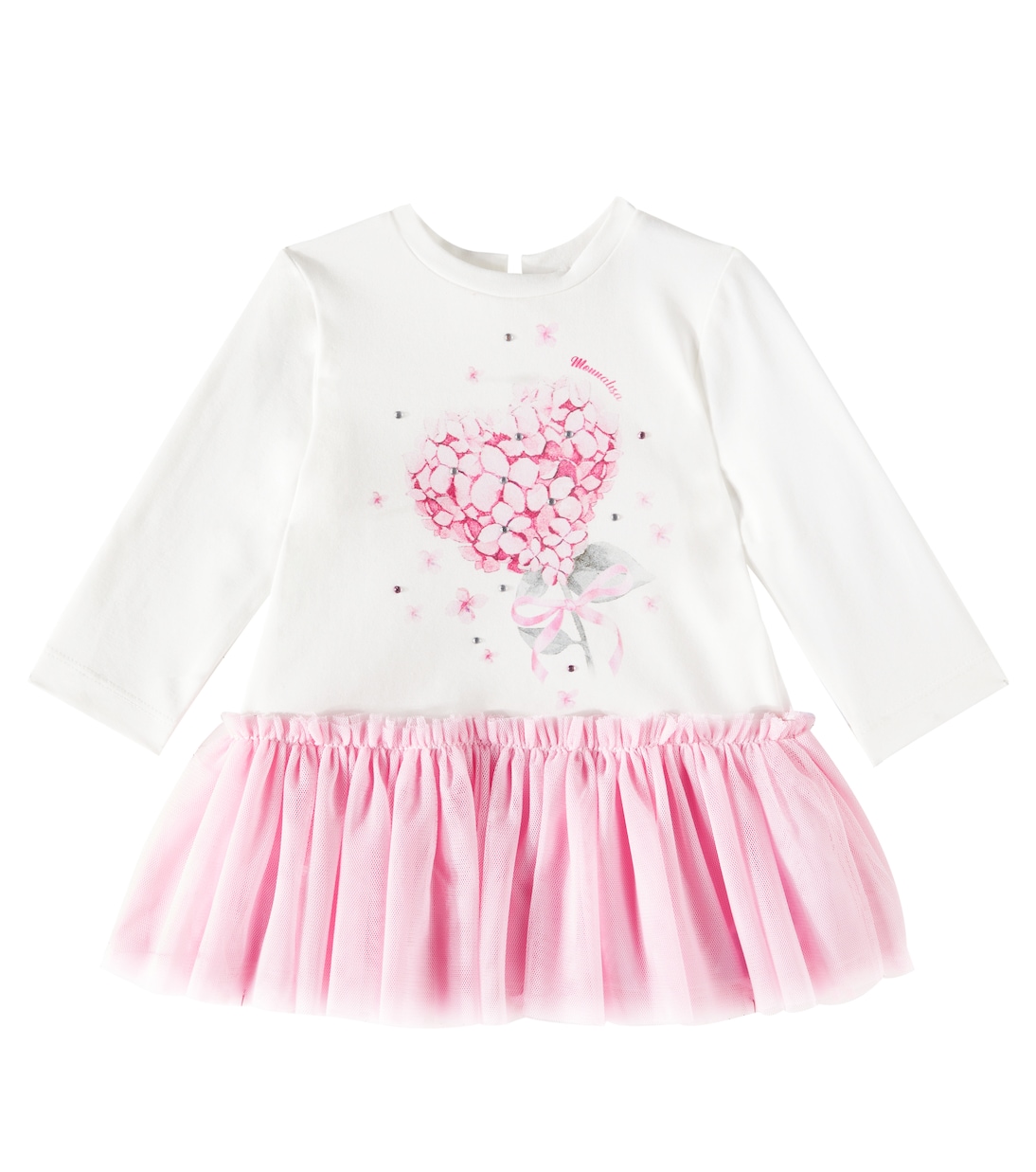 Baby - Abito in misto cotone con tulle | Monnalisa