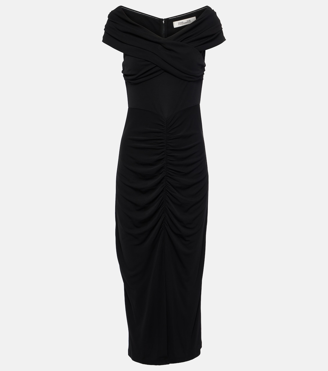 Stephen ruched jersey midi dress in black Diane Von Furstenberg Mytheresa