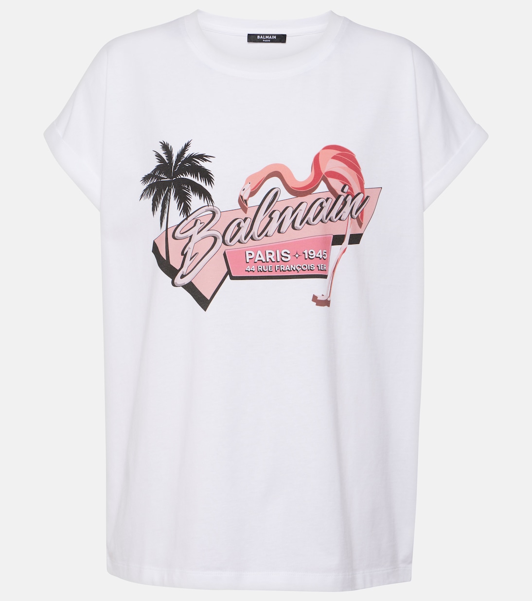 T-Shirt Rosa Flamingo aus Baumwoll-Jersey | Balmain