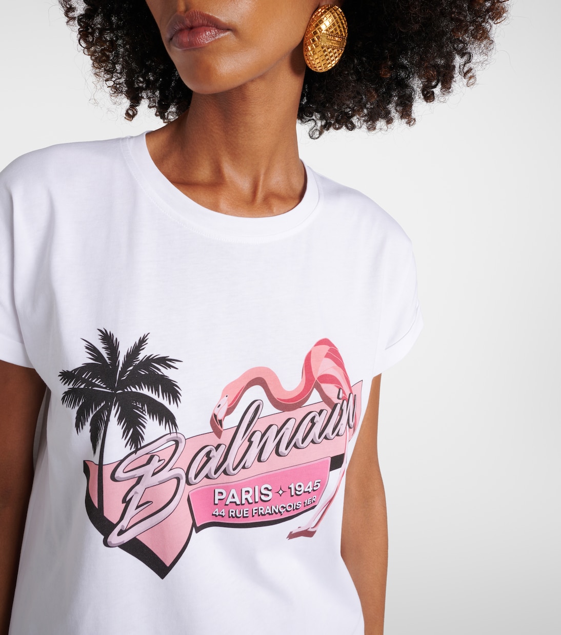 T-Shirt Rosa Flamingo aus Baumwoll-Jersey | Balmain
