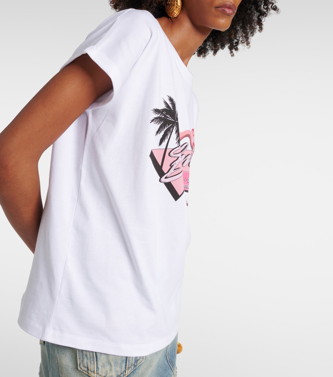 T-Shirt Rosa Flamingo aus Baumwoll-Jersey | Balmain