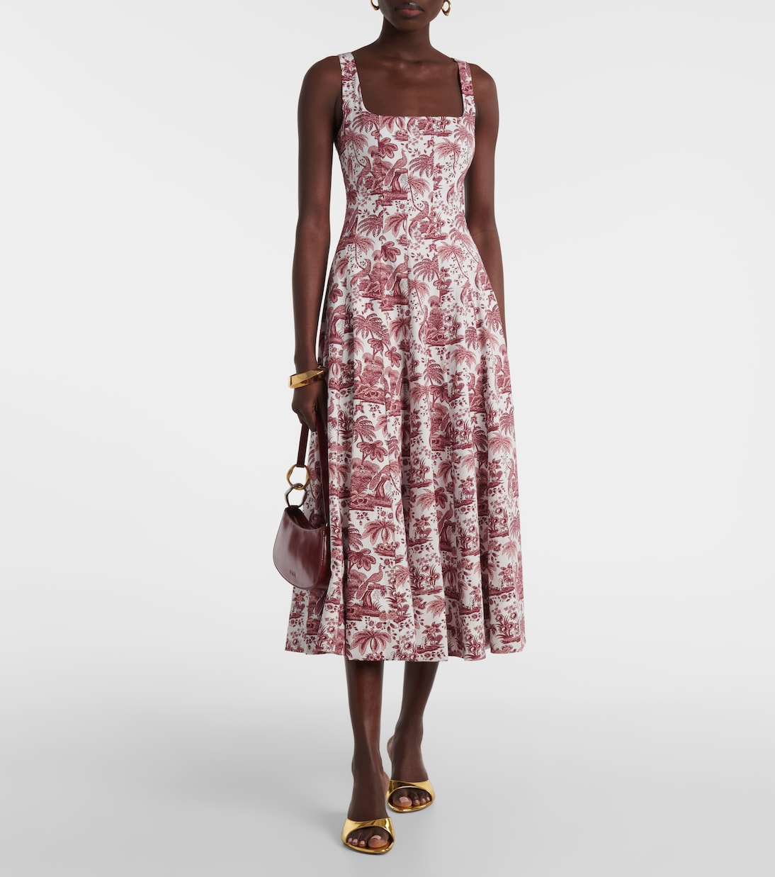 Abito midi Wells in cotone con stampa | Staud