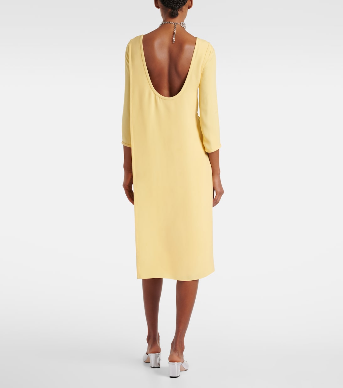 Abito midi Double G in cady | Gucci