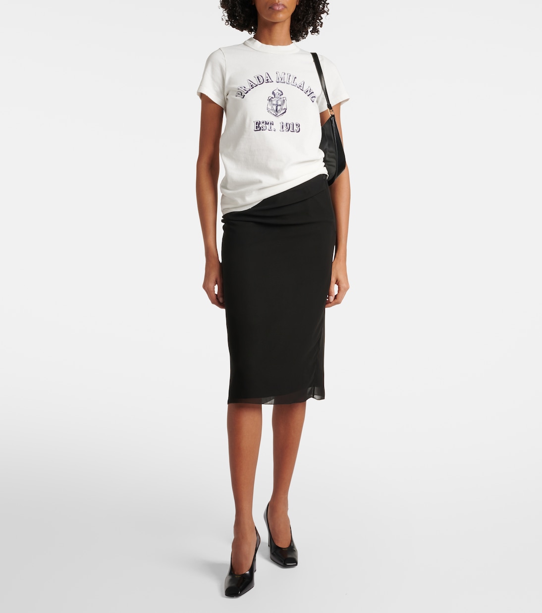 T-shirt in jersey di cotone con stampa | Prada