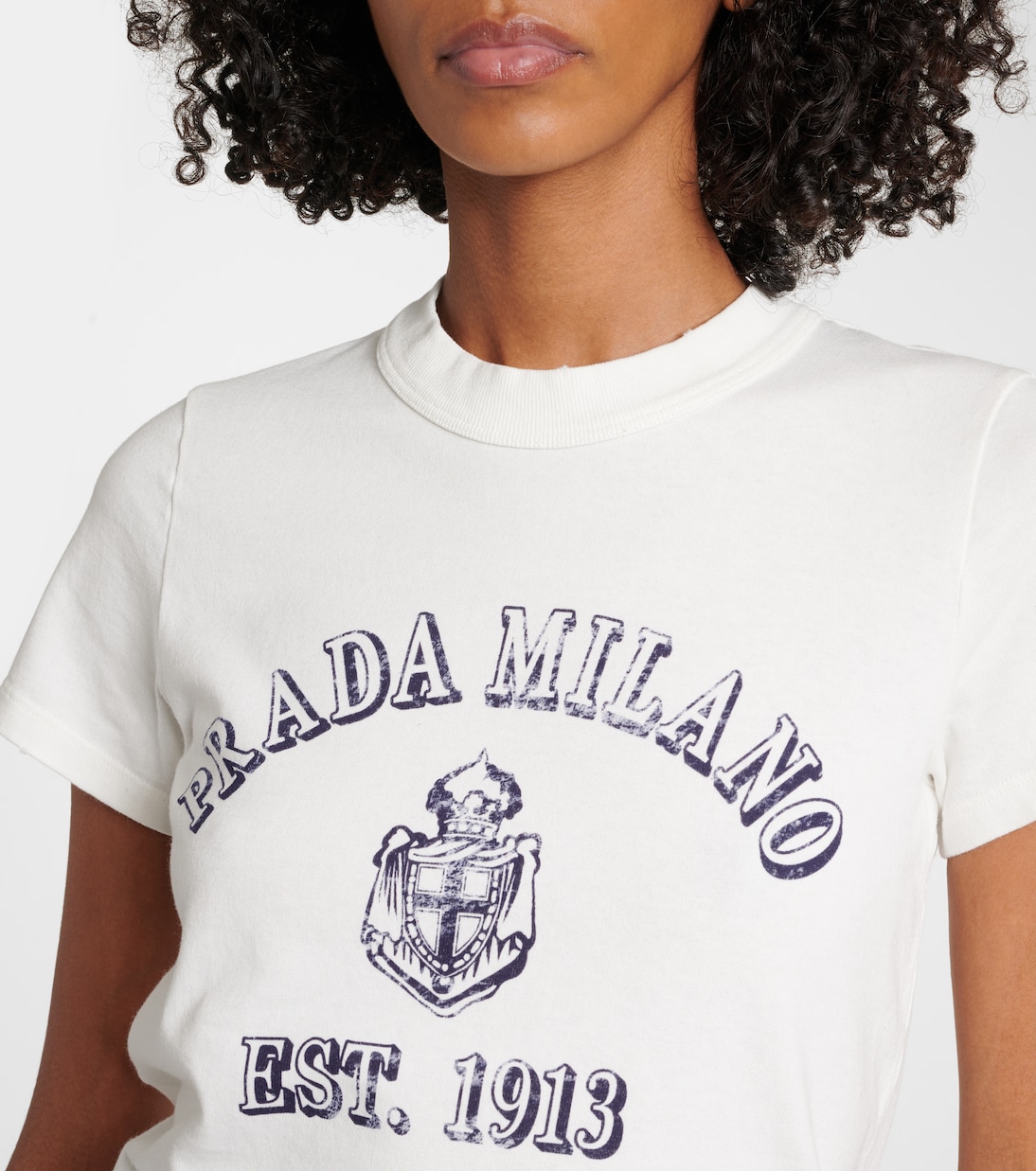 T-shirt in jersey di cotone con stampa | Prada