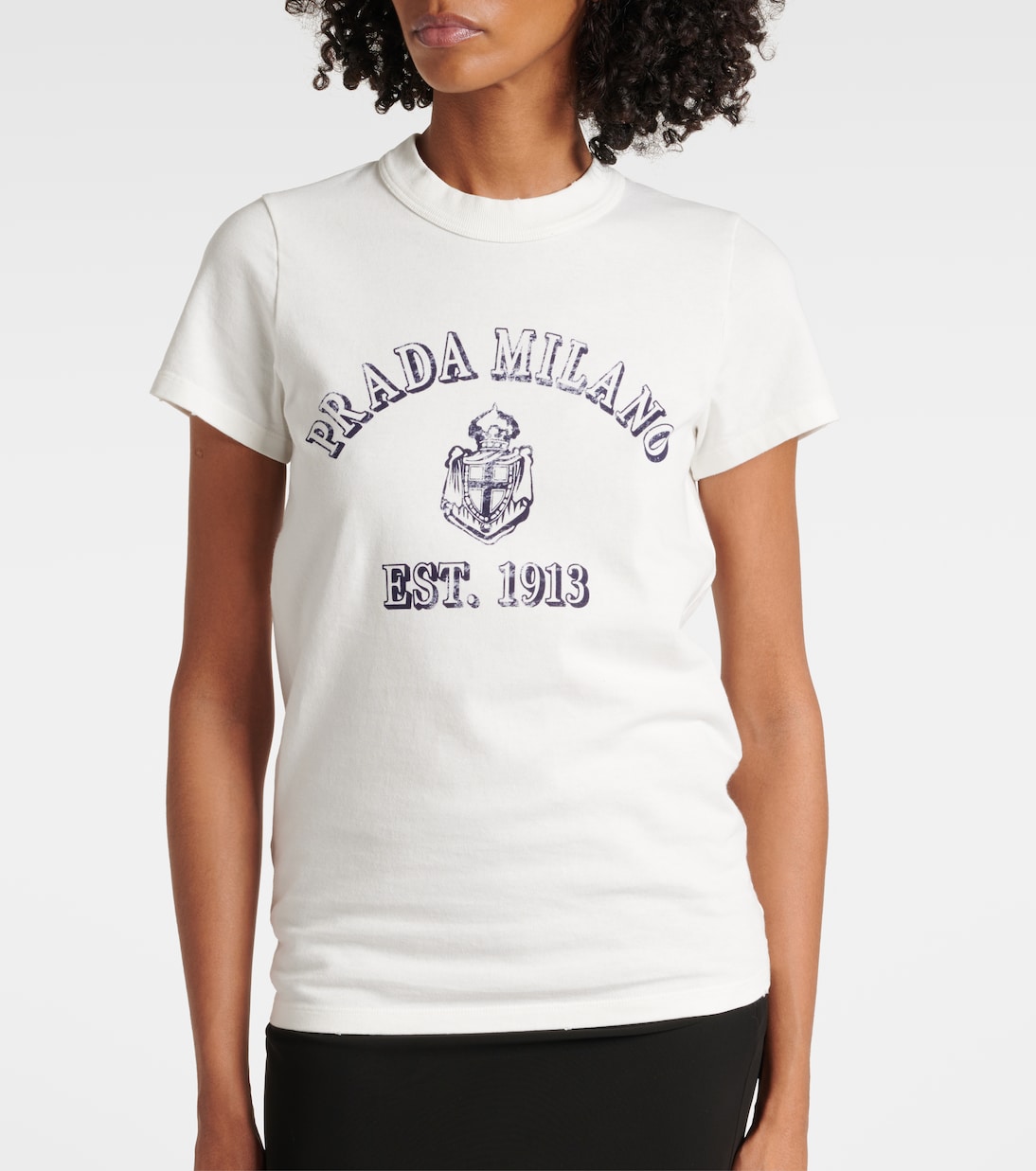 T-shirt in jersey di cotone con stampa | Prada