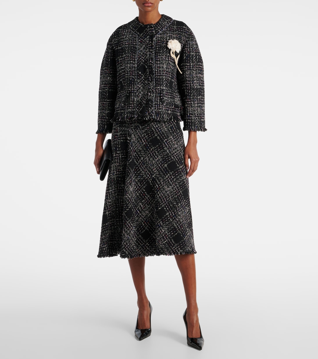 Abito midi in tweed di misto cotone | Erdem