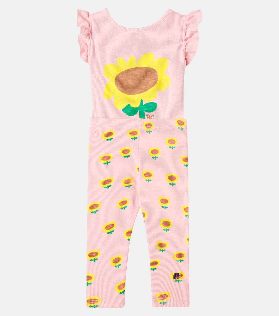 Baby Sunflower cotton-blend bodysuit and leggings set | Bobo Choses