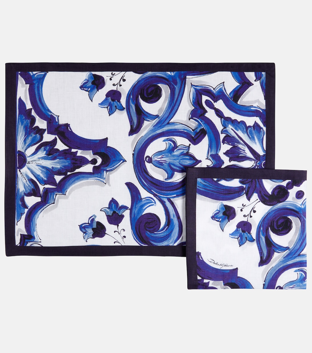 Set serviette et set de table Blu Mediterraneo en lin | Dolce&Gabbana Casa