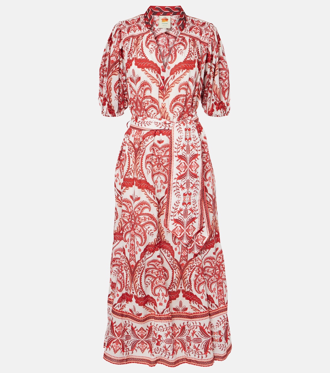 Abito lungo Tropical Cameo in cotone con stampa paisley  | Farm Rio