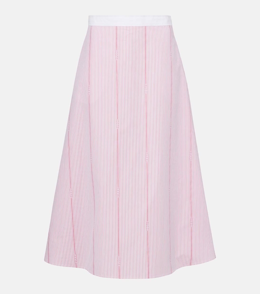 Jupe midi rayée en coton | Gucci