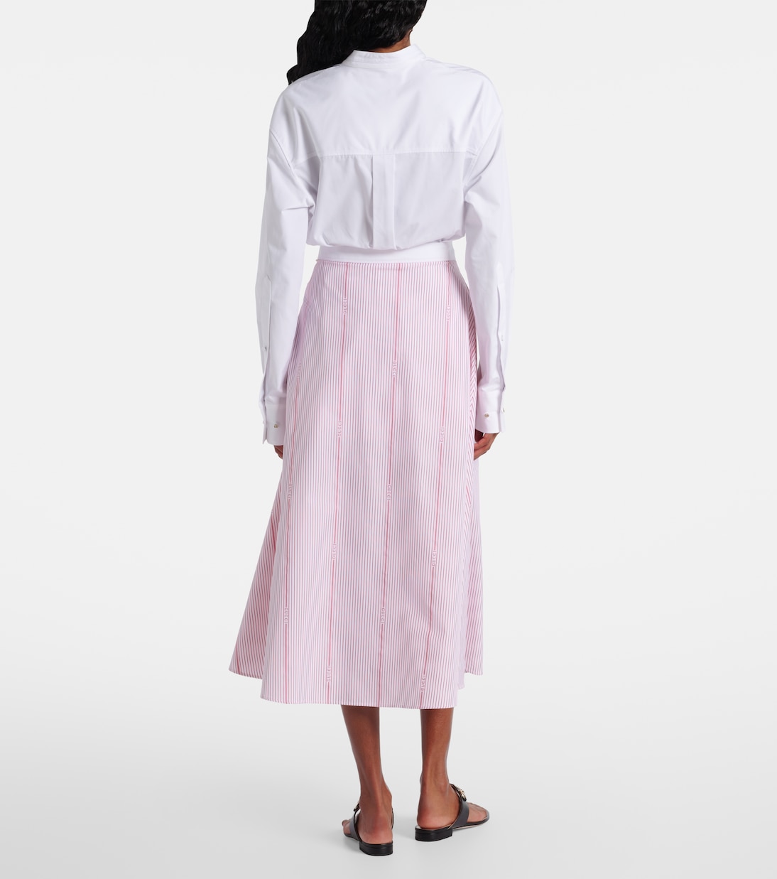 Jupe midi rayée en coton | Gucci