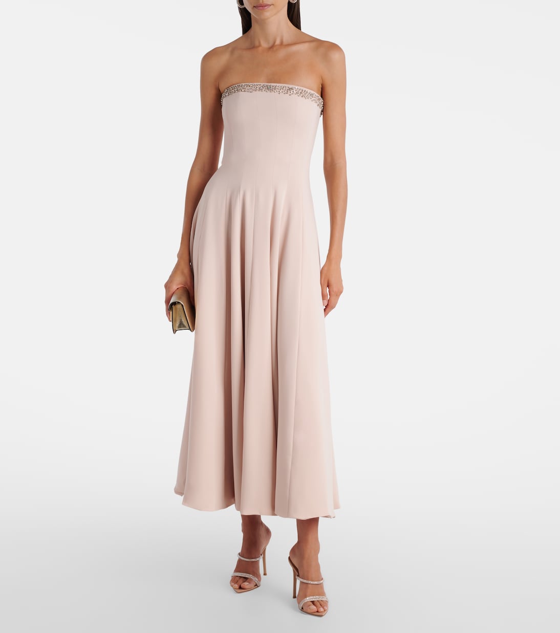 Aldina crystal-embellished crêpe midi dress | Costarellos