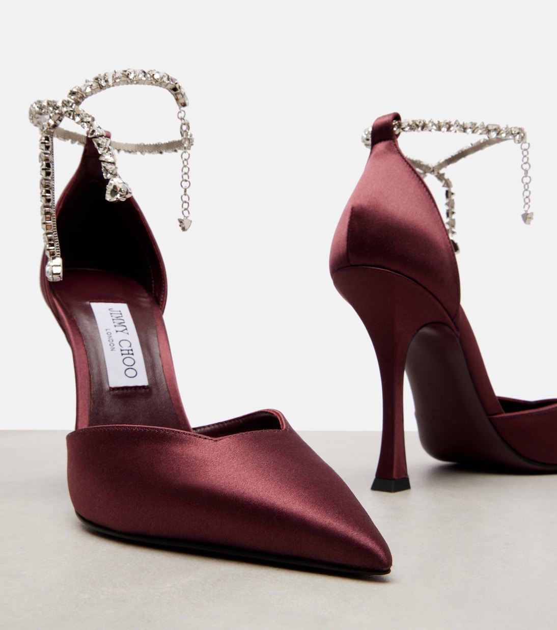 Stevie 100 embellished satin pumps | Jimmy Choo