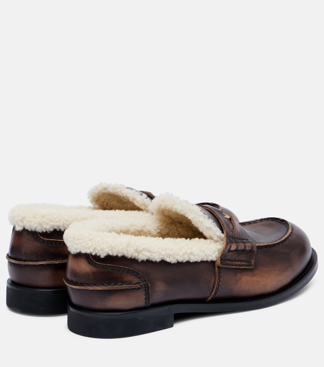 Mocassins en cuir et shearling | Miu Miu