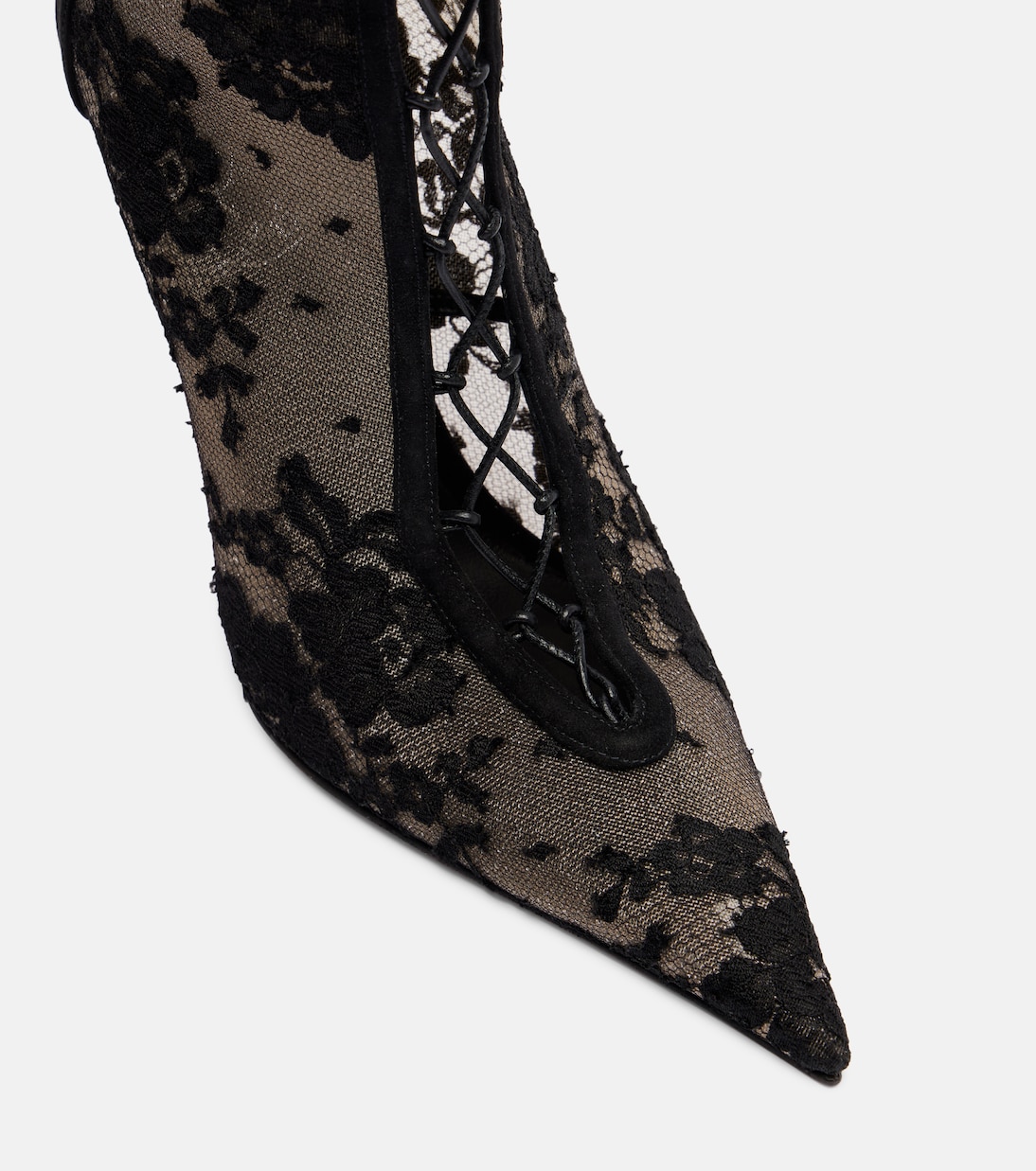KM  100 lace-trimmed leather knee-high boots | Christian Louboutin