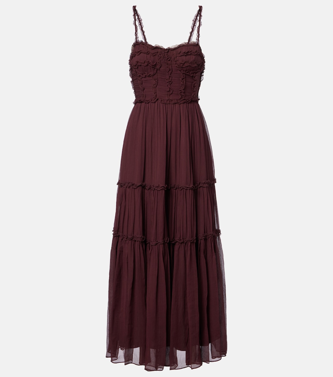 Talitha ruffled silk chiffon midi dress | Ulla Johnson