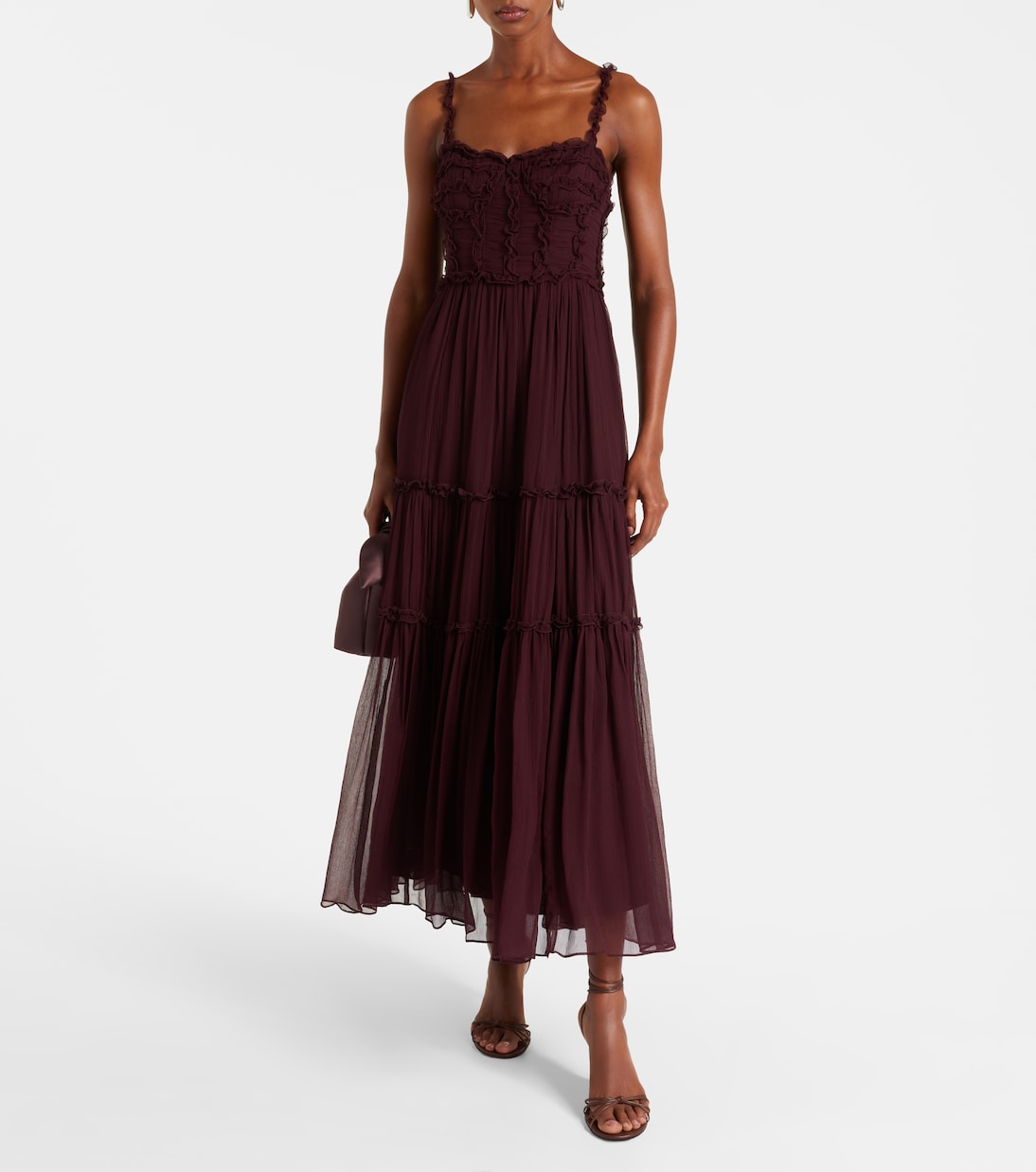 Talitha ruffled silk chiffon midi dress | Ulla Johnson