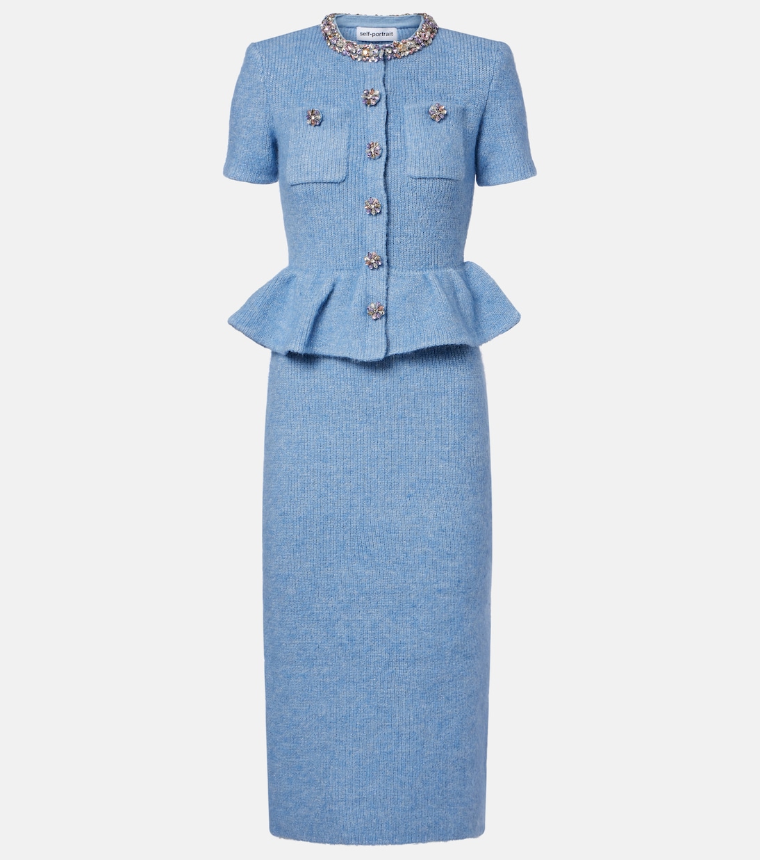 Embellished knitted midi dress | Self-Portrait