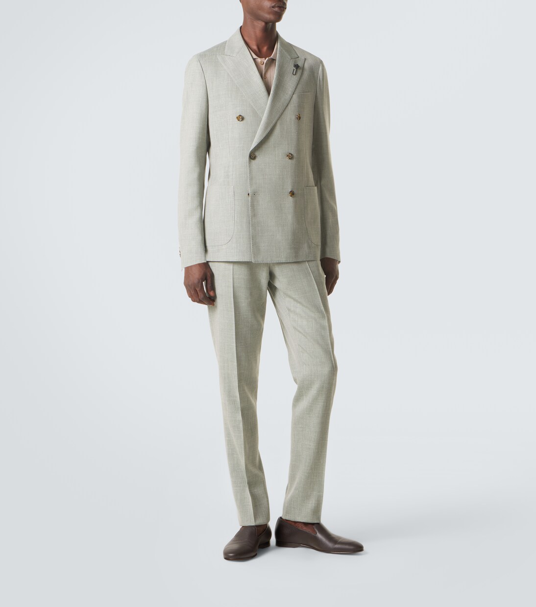 Double-breasted wool, silk, and linen suit | Lardini