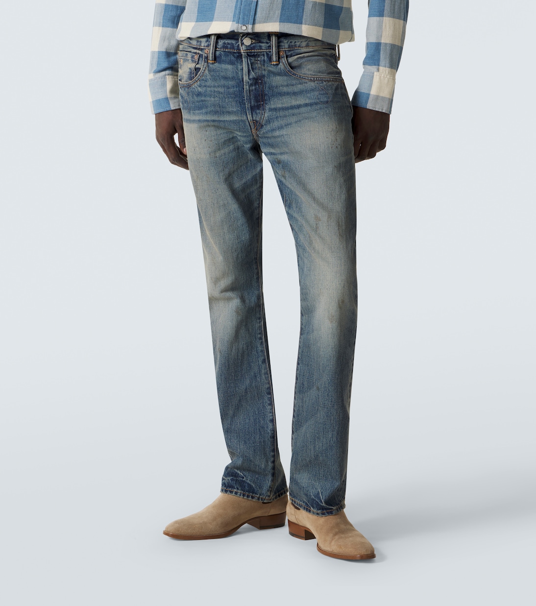 Distressed straight jeans | RRL