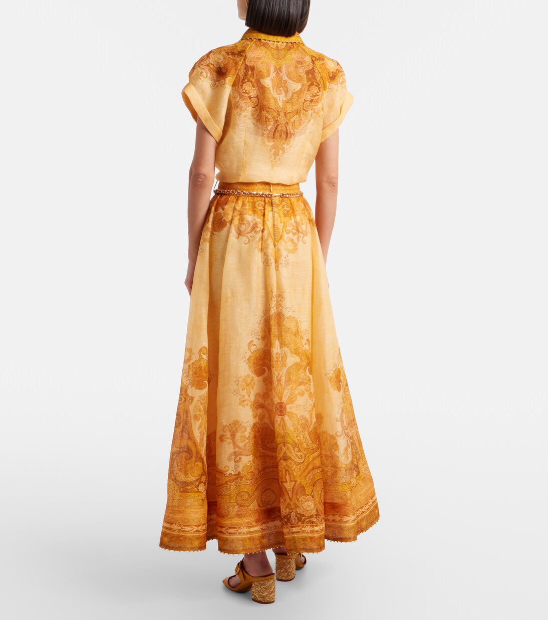 Como printed linen and silk maxi skirt | Zimmermann