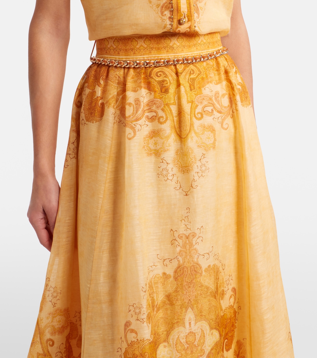 Como printed linen and silk maxi skirt | Zimmermann