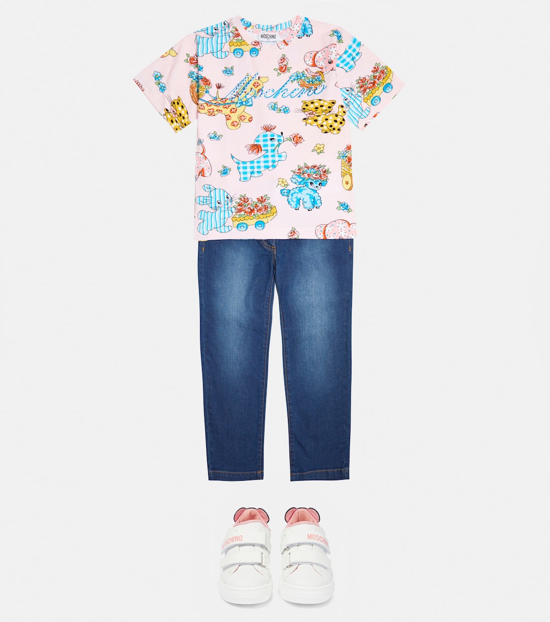 T-shirt in misto cotone con stampa | Moschino Kids