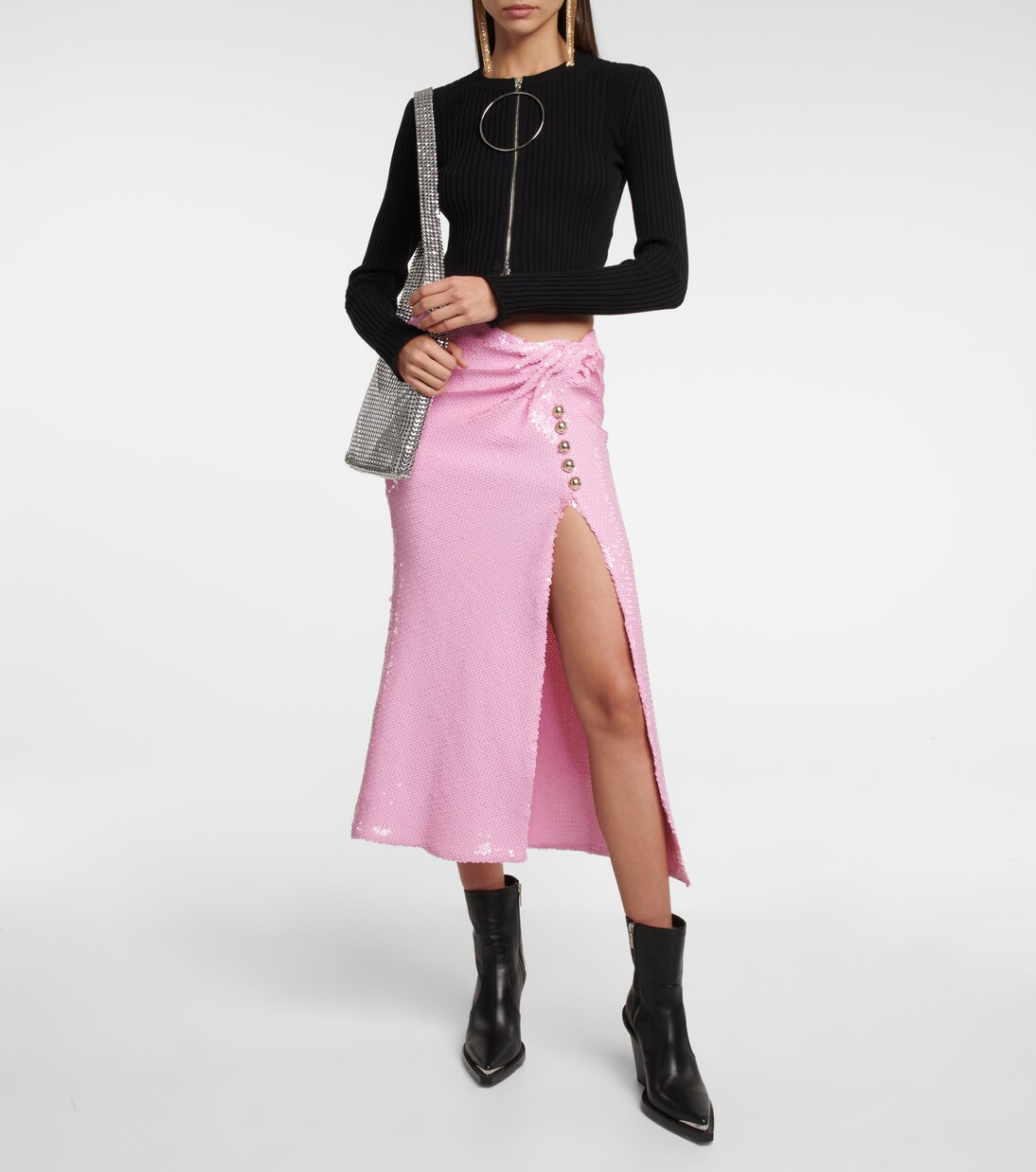 Falda midi con lentejuelas | Rabanne