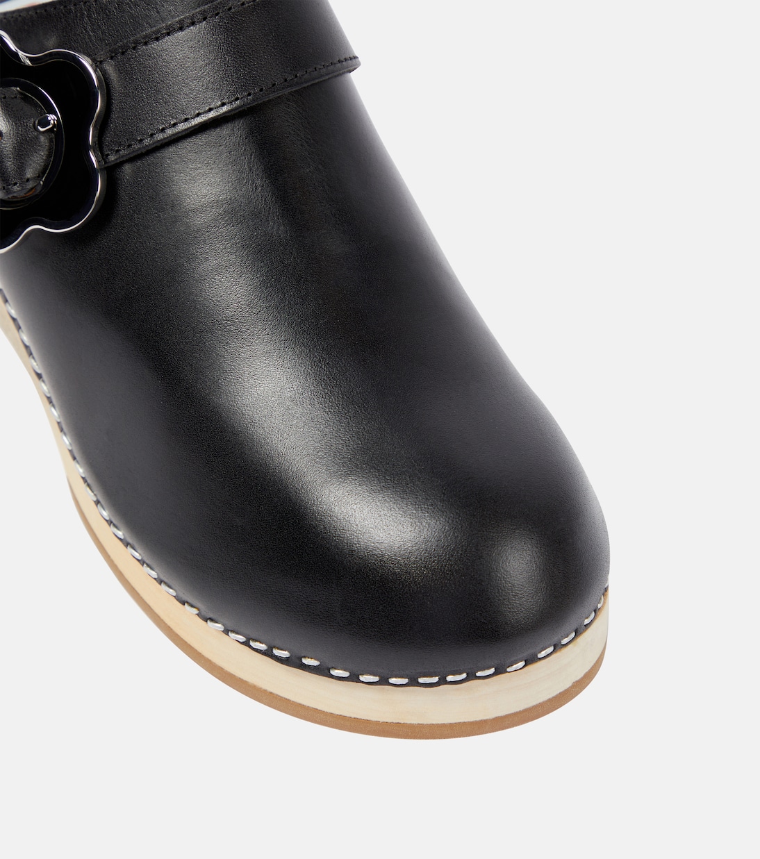 Buckle-detail leather clogs in black - Kenzo | Mytheresa