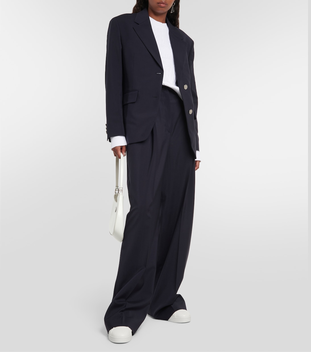Pantalones de Corte Alto en Lana y Mohair con Pierna Ancha de Prada para Jóvenes