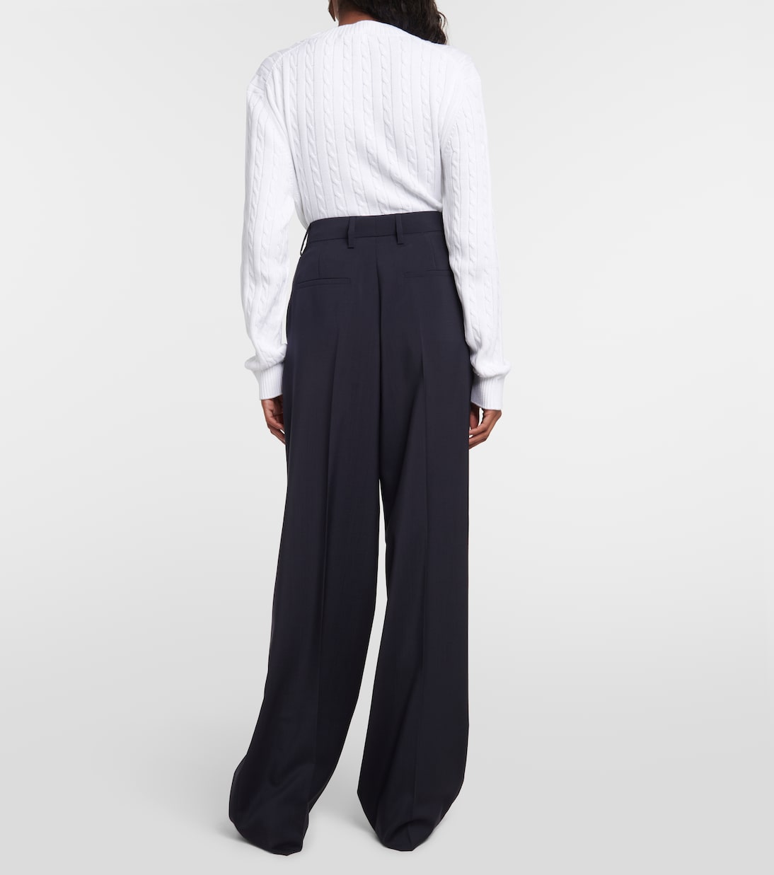 Pantalones de Corte Alto en Lana y Mohair con Pierna Ancha de Prada para Jóvenes