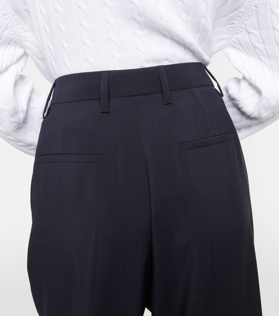 Pantalones de Corte Alto en Lana y Mohair con Pierna Ancha de Prada para Jóvenes