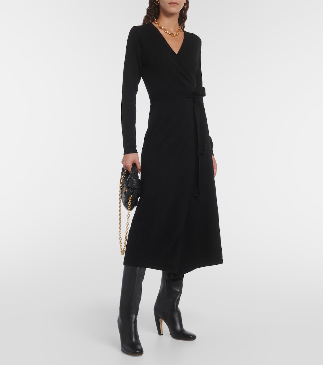 Astrid wool and cashmere wrap midi dress | Diane von Furstenberg