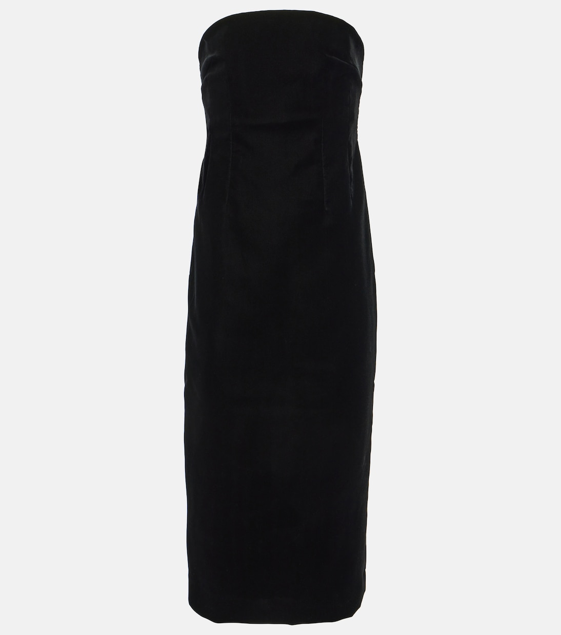 Vestido midi de terciopelo sin tirantes | Wardrobe.NYC