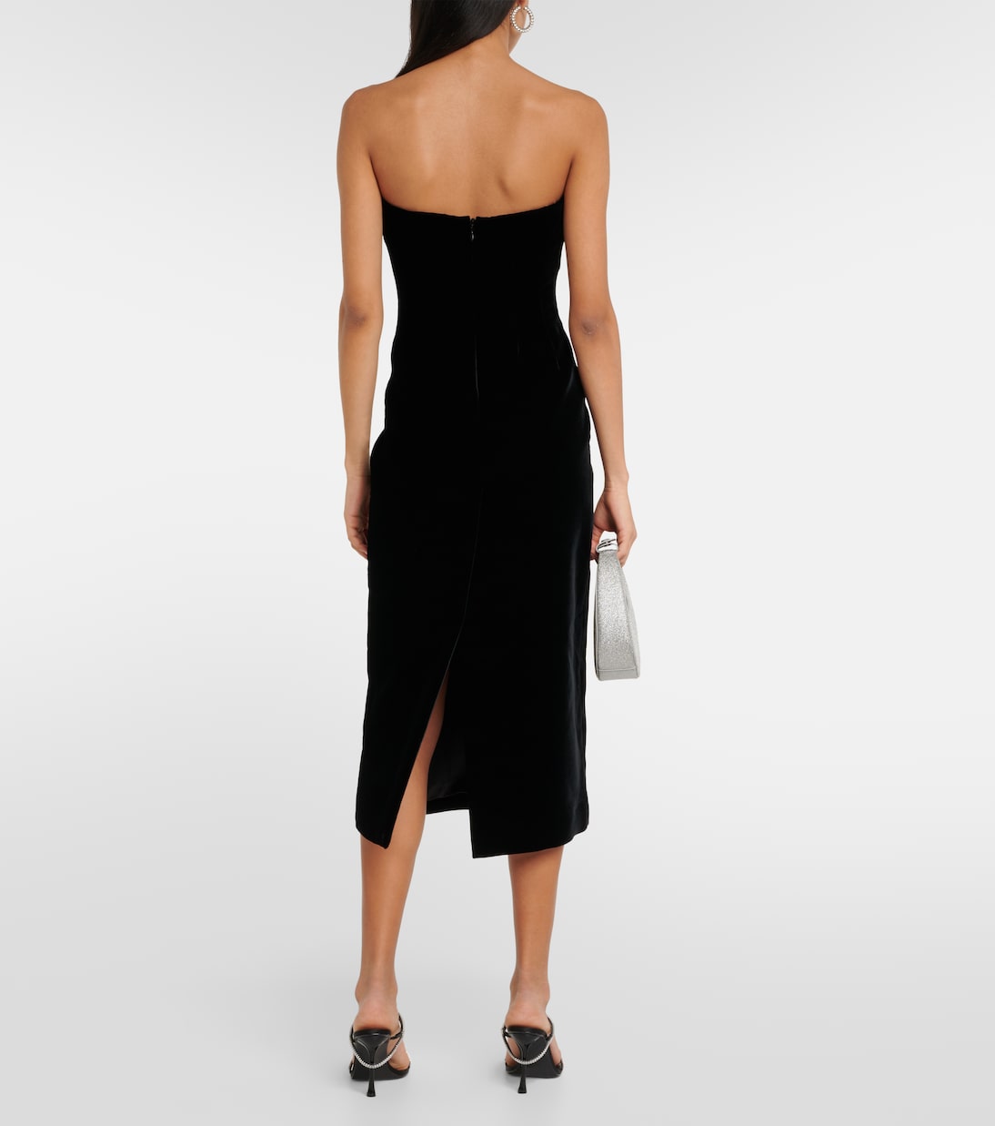 Vestido midi de terciopelo sin tirantes | Wardrobe.NYC