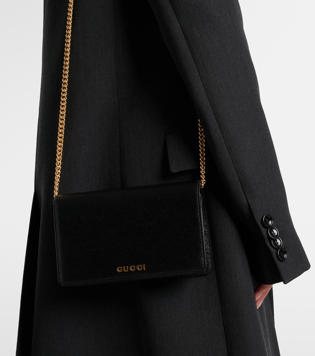 Portemonnaie mit Kettenriemen Gucci Script aus Leder | Gucci