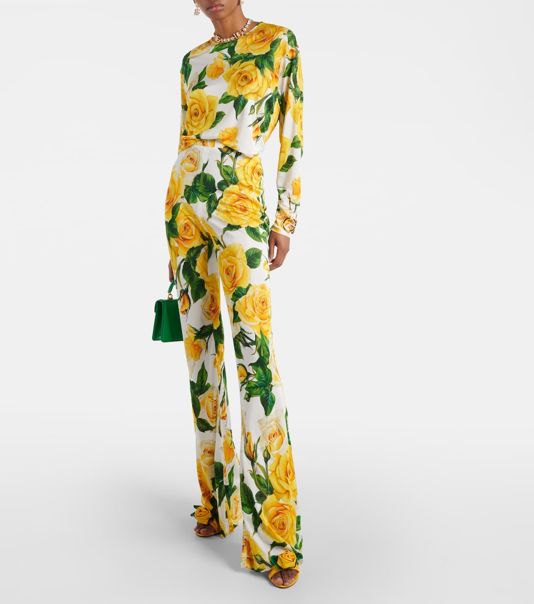 Pantaloni flared a vita alta con stampa | Dolce&Gabbana