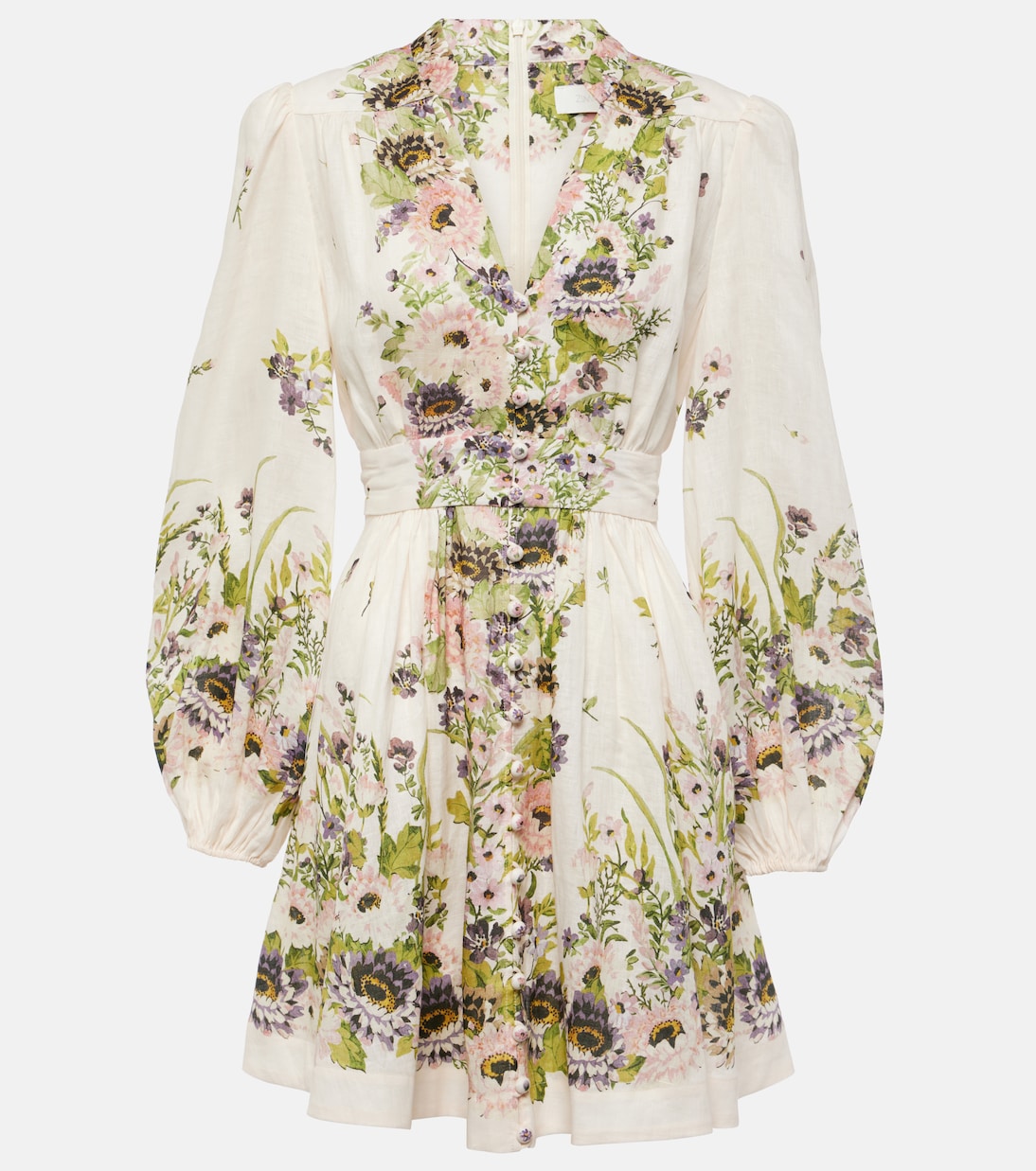Robe Halliday Plunge en lin à fleurs | Zimmermann