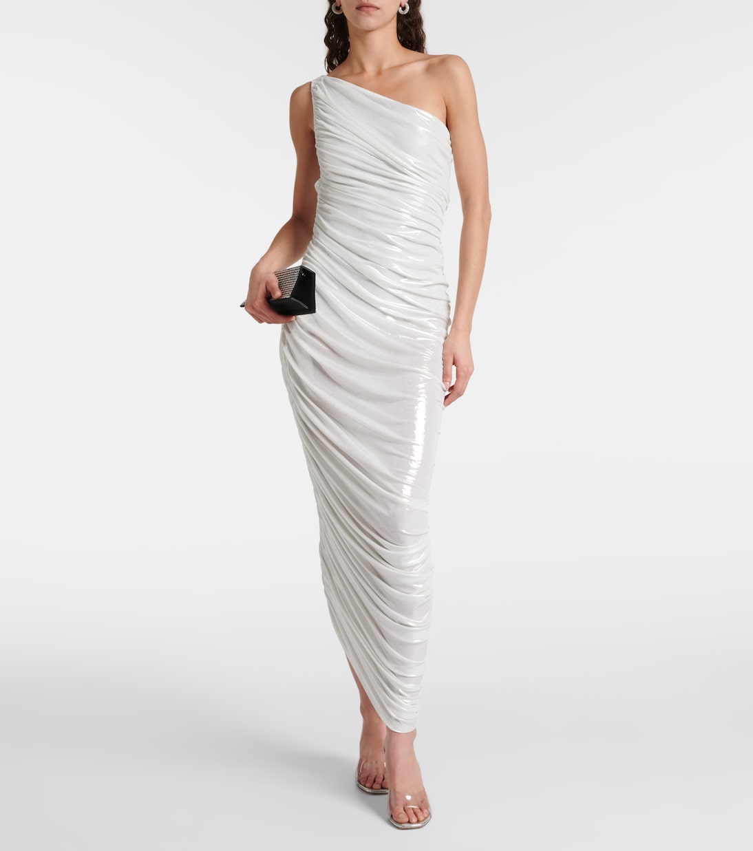 Diana one-shoulder ruched lamé gown | Norma Kamali