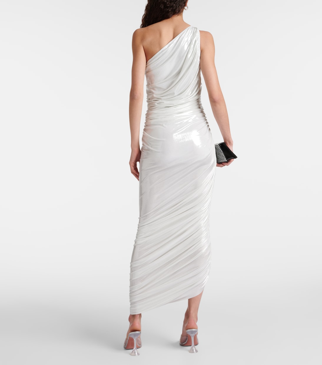 Diana one-shoulder ruched lamé gown | Norma Kamali