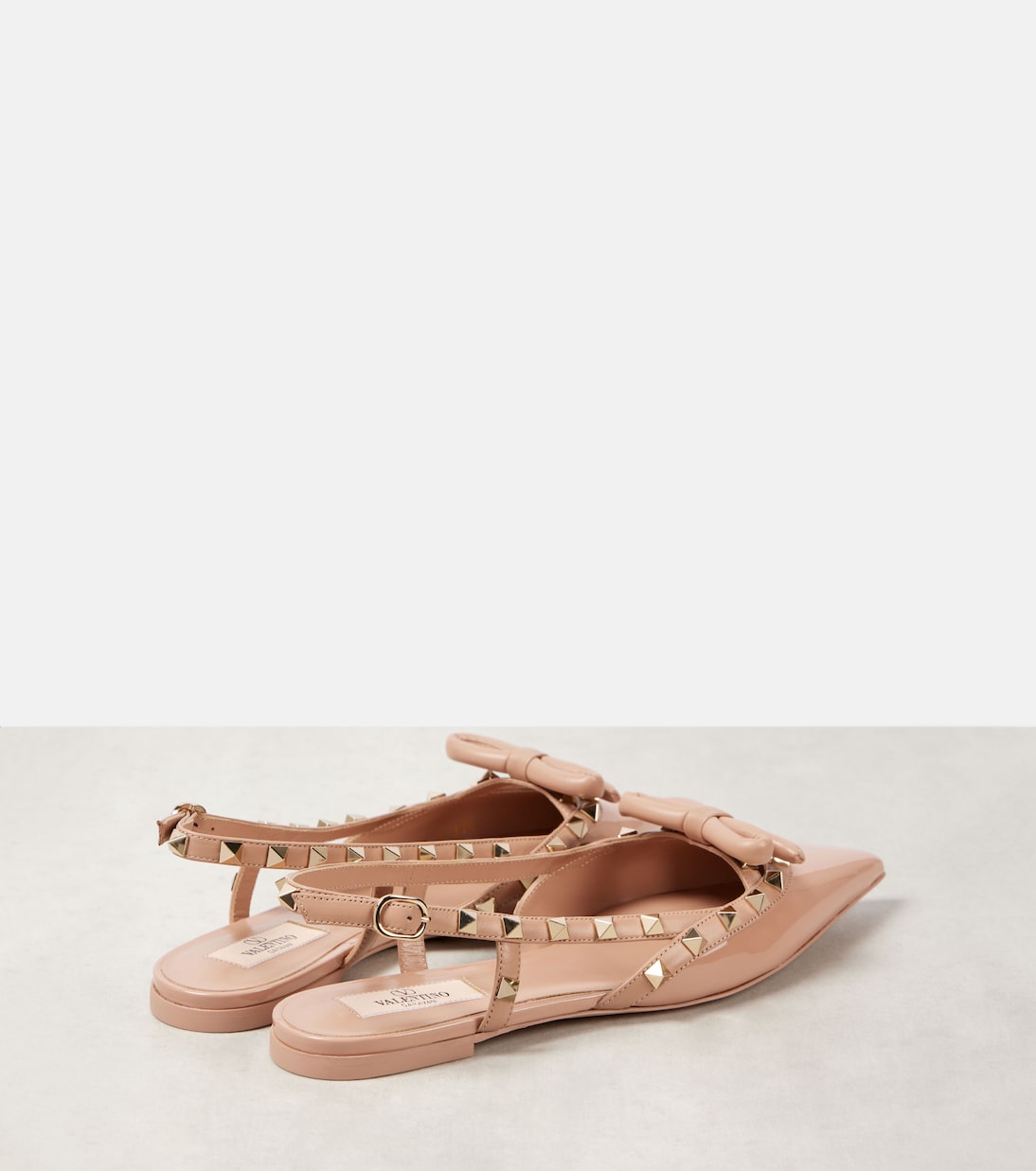 Rockstud Bow patent leather slingback flats | Valentino Garavani