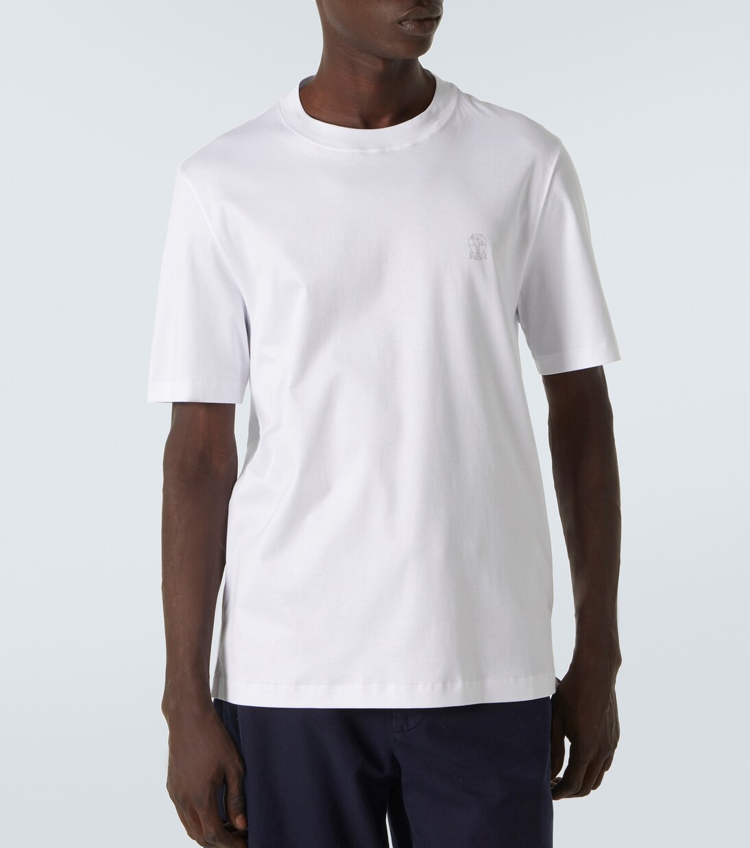 Camiseta de jersey de algodón con logo | Brunello Cucinelli