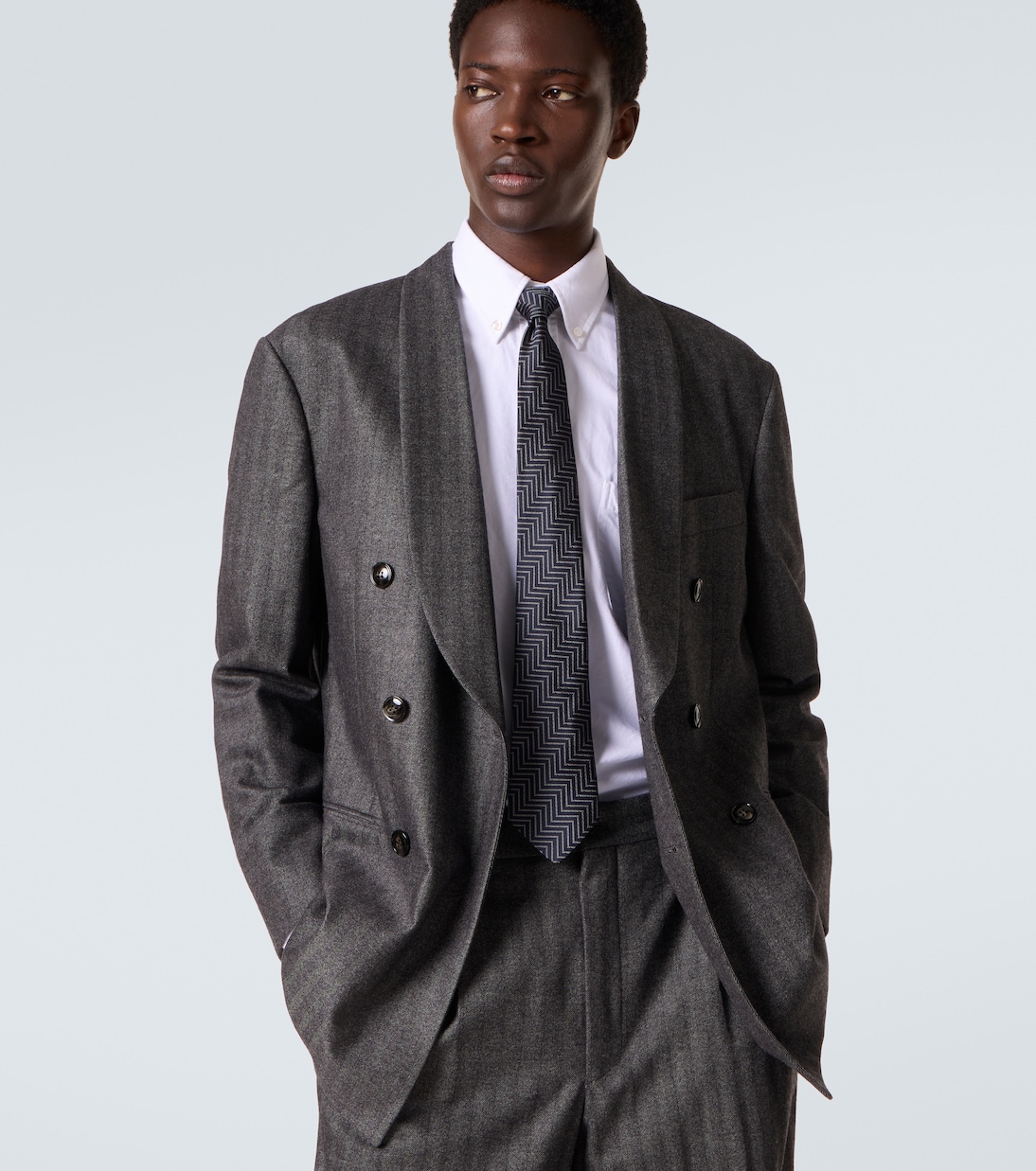 Chevron silk twill jacquard tie | Giorgio Armani