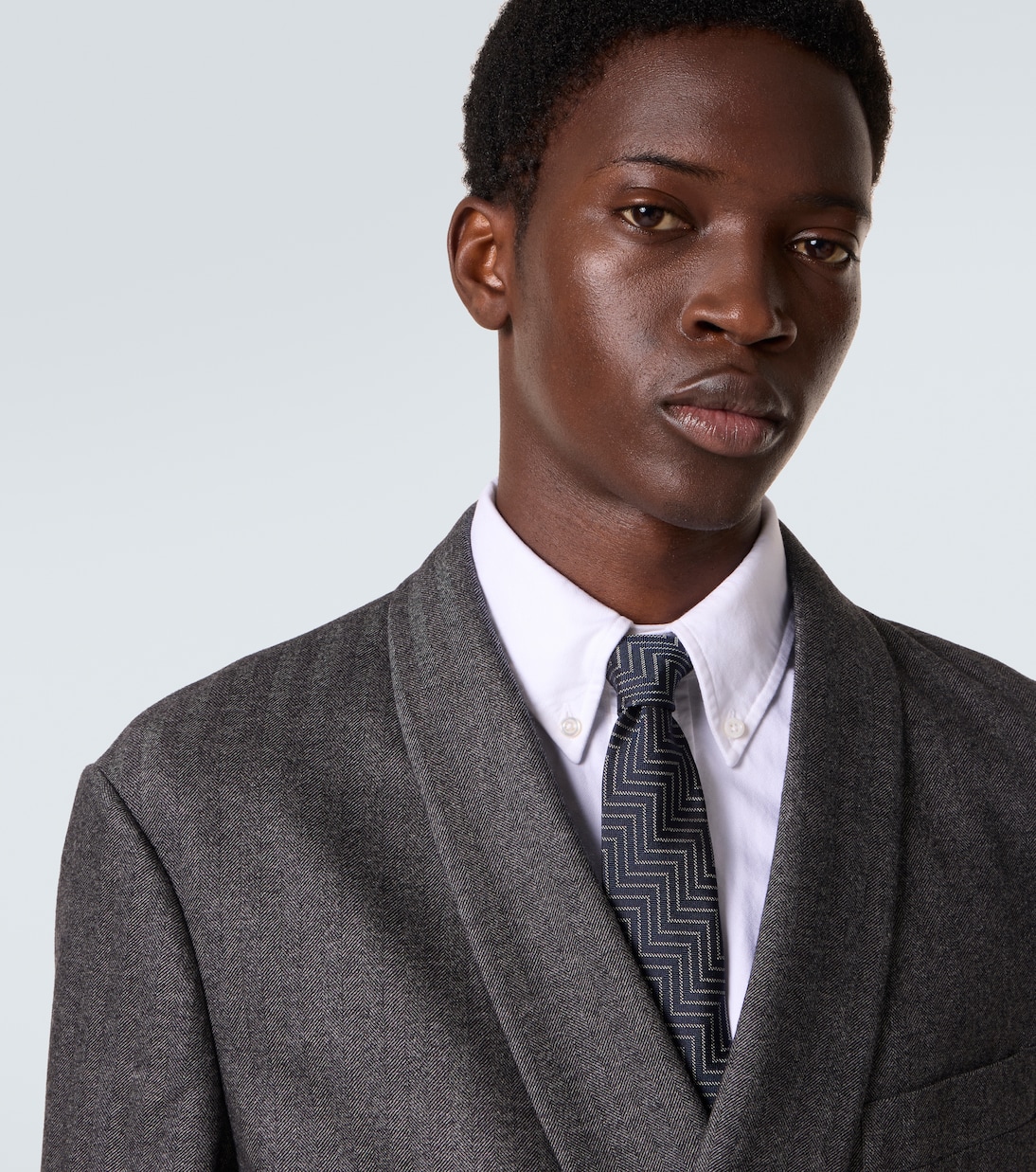 Chevron silk twill jacquard tie | Giorgio Armani