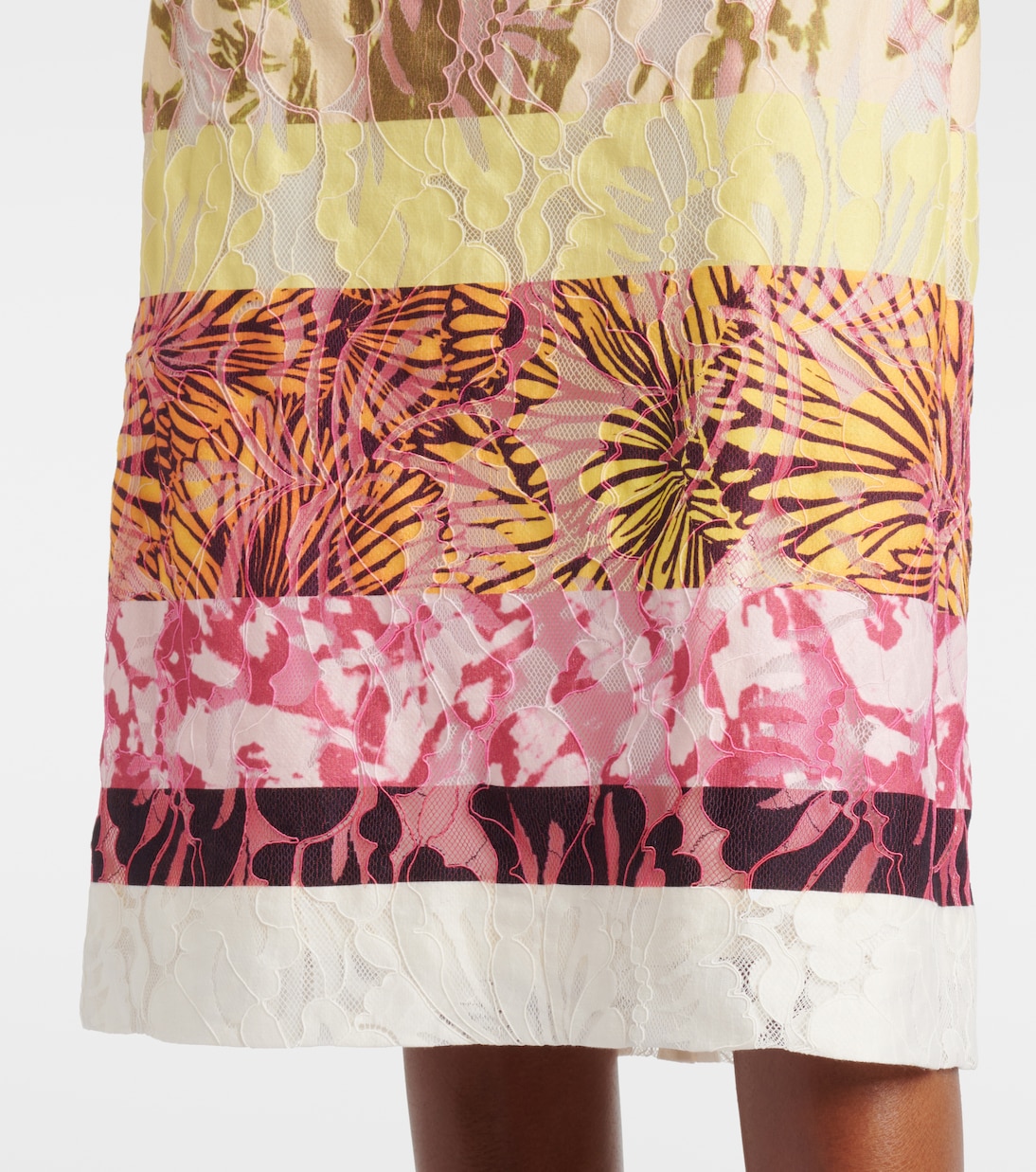 Falda midi fruncida con patchwork | Dries Van Noten